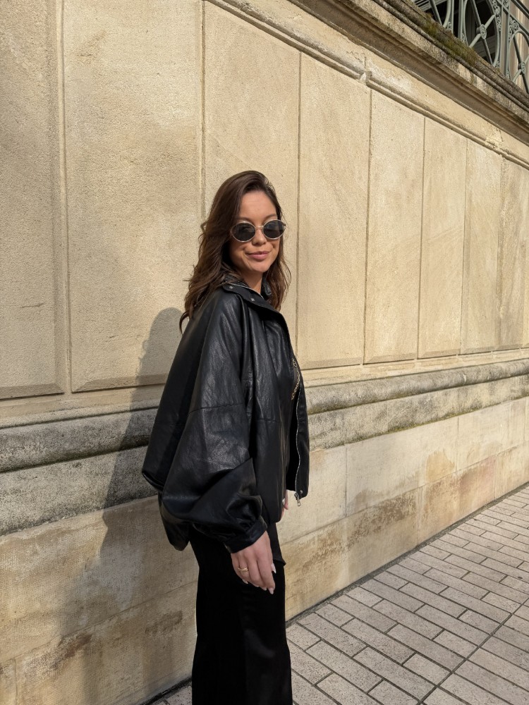 Veste ballon similicuir marron - French retailers