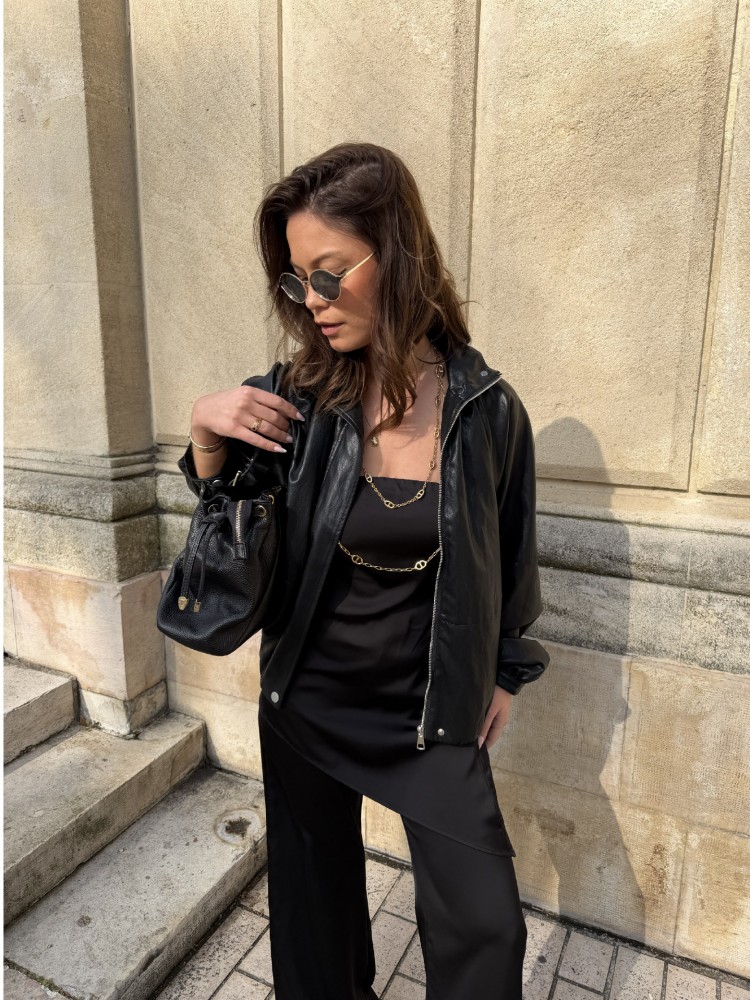 Veste ballon similicuir marron - French retailers