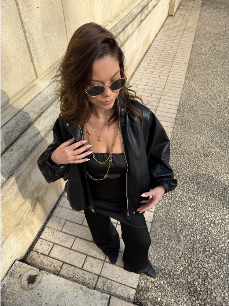 Veste ballon similicuir marron - French retailers