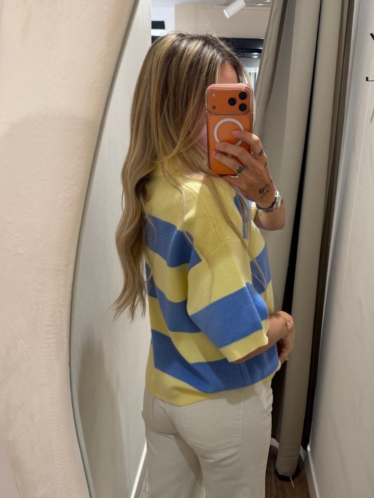 Polo à rayure bleu et jaune - French retailers