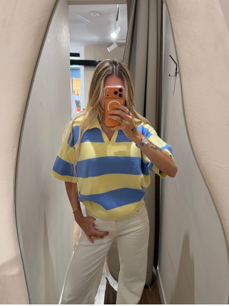 Polo à rayure bleu et jaune - French retailers