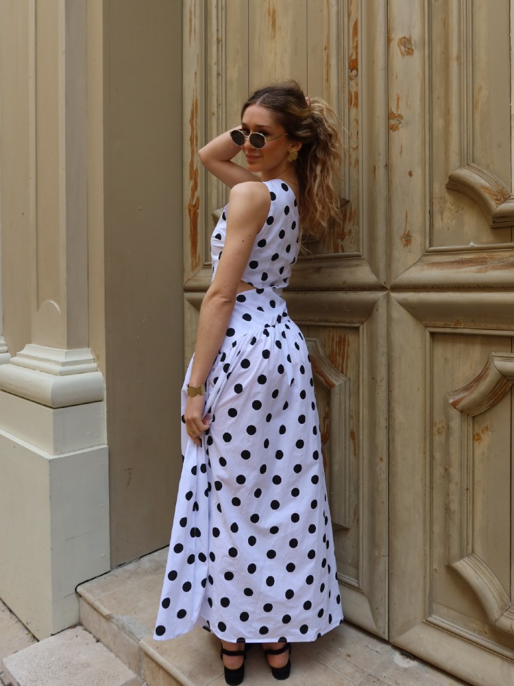 Robe longue blanche à pois - french retailers
