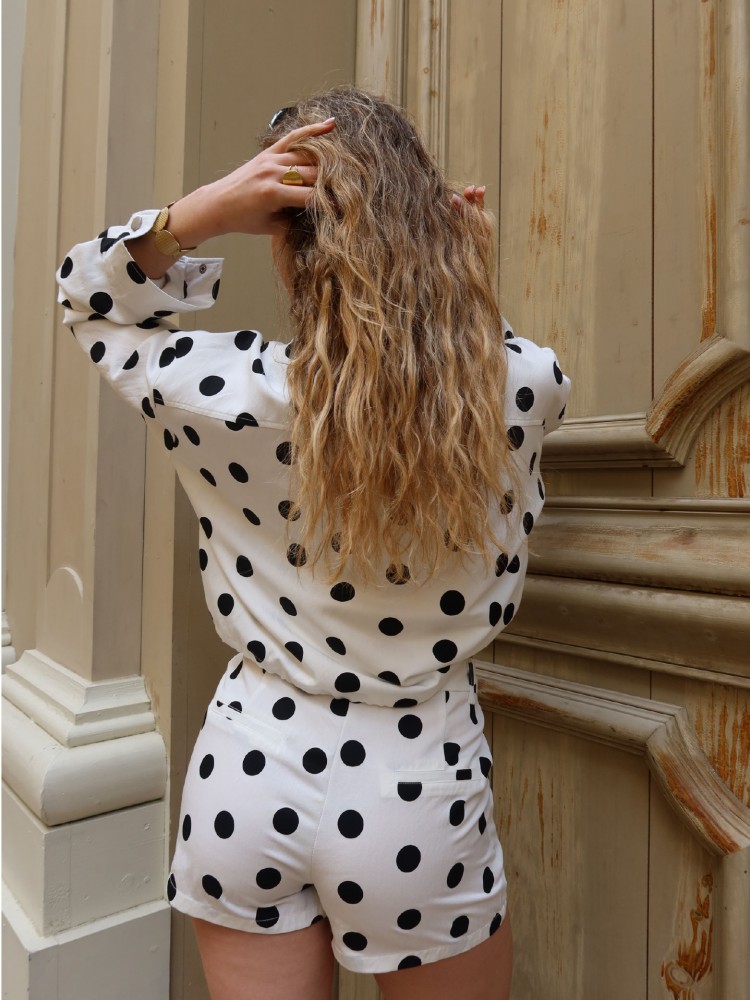 Veste mi-taille blanche à pois - French retailers