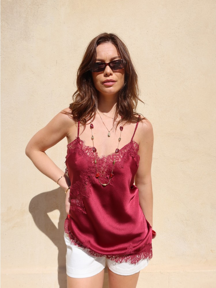 Top asymétrique en satin & dentelle – French Retailers