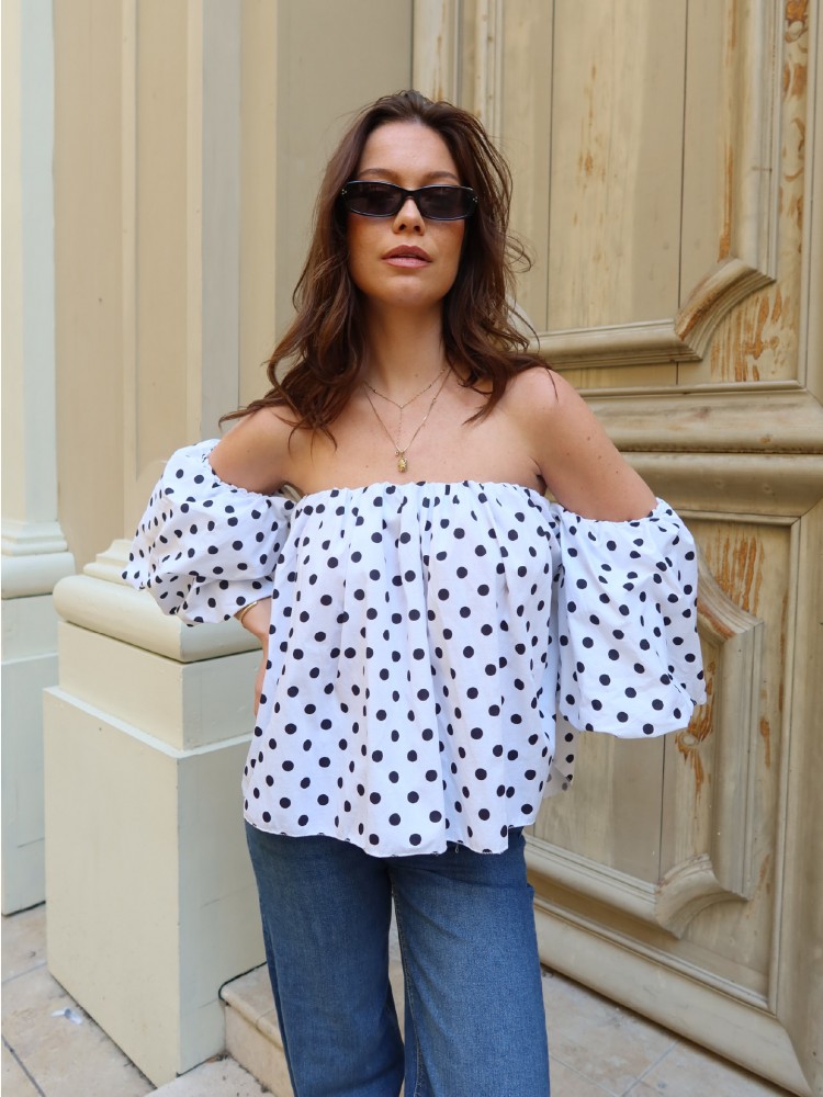 Blouse bustier à pois - French Retailers