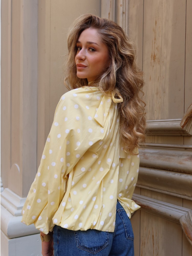 Blouse manches longues dos nu à pois - French retailers