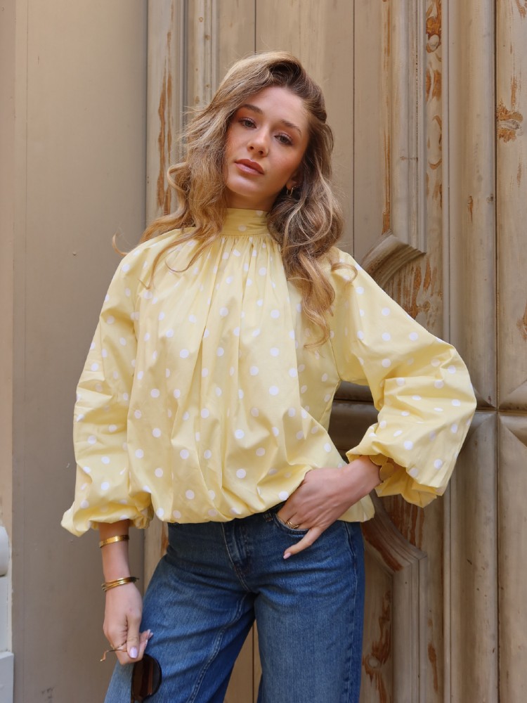 Blouse manches longues dos nu à pois - French retailers