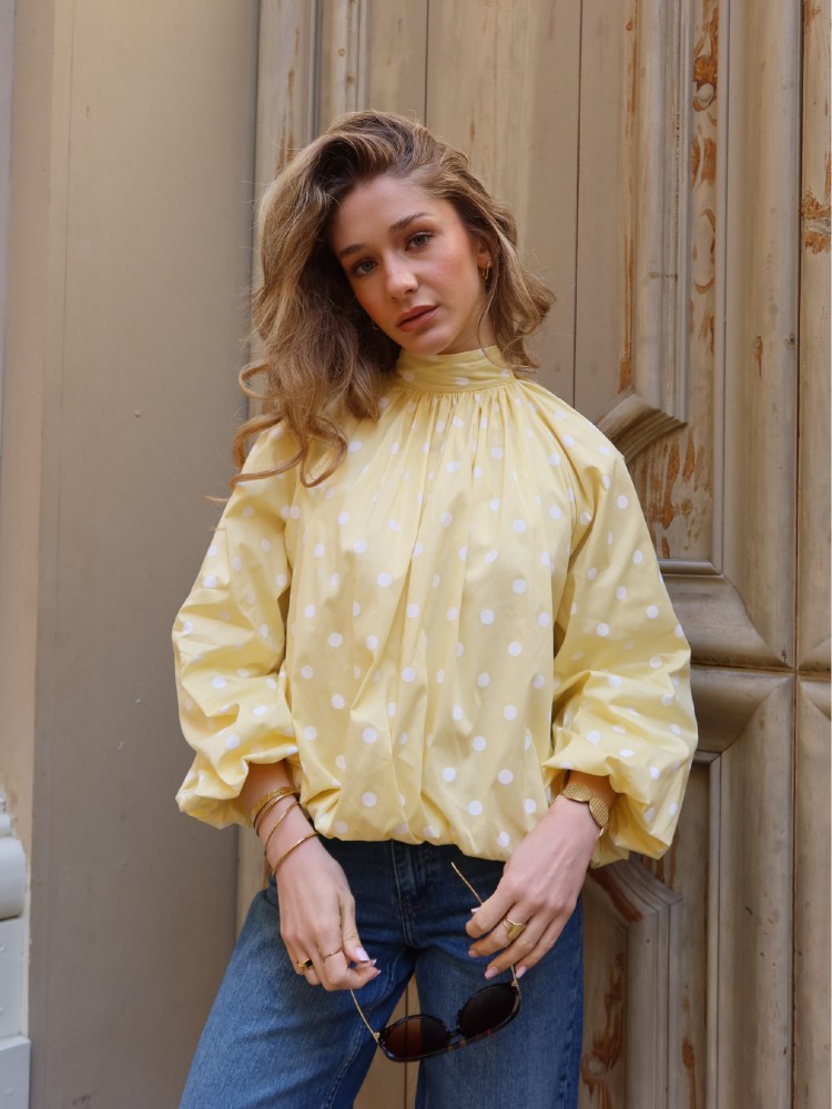 Blouse manches longues dos nu à pois - French retailers