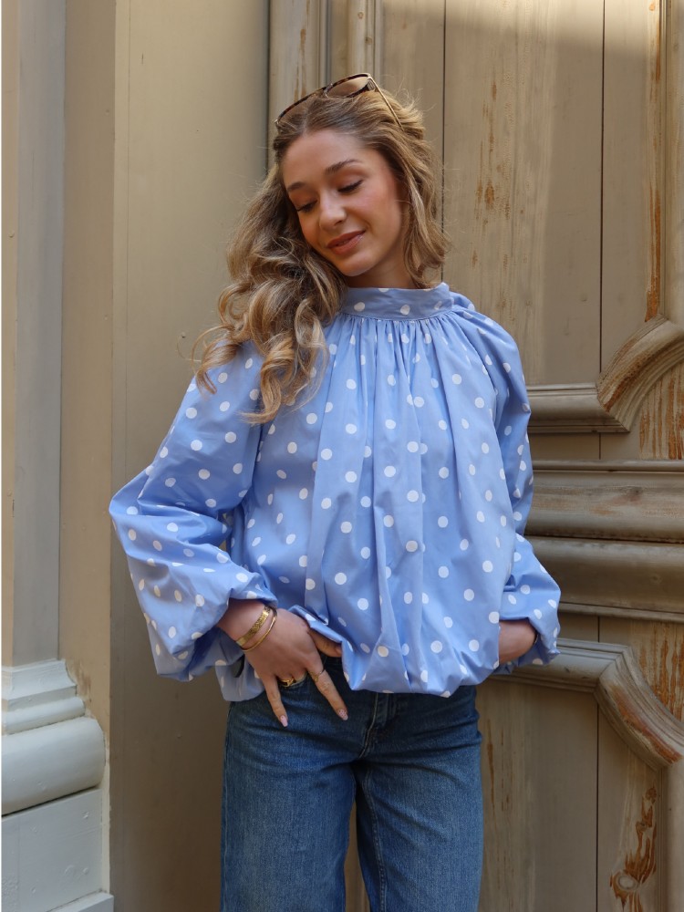 Blouse manches longues dos nu à pois - French retailers