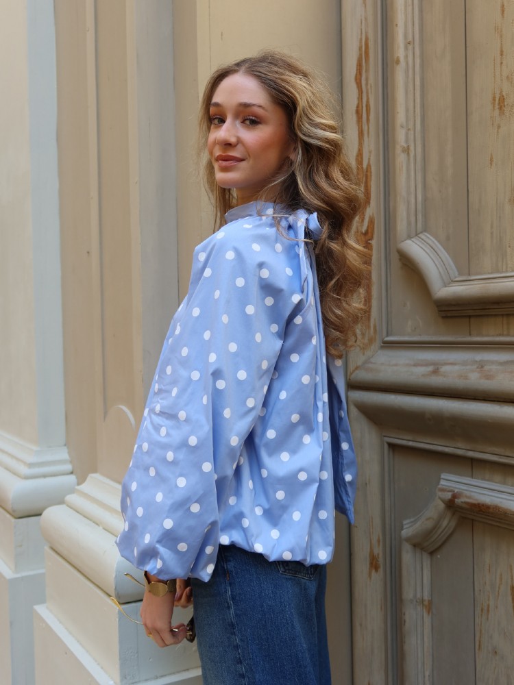 Blouse manches longues dos nu à pois - French retailers