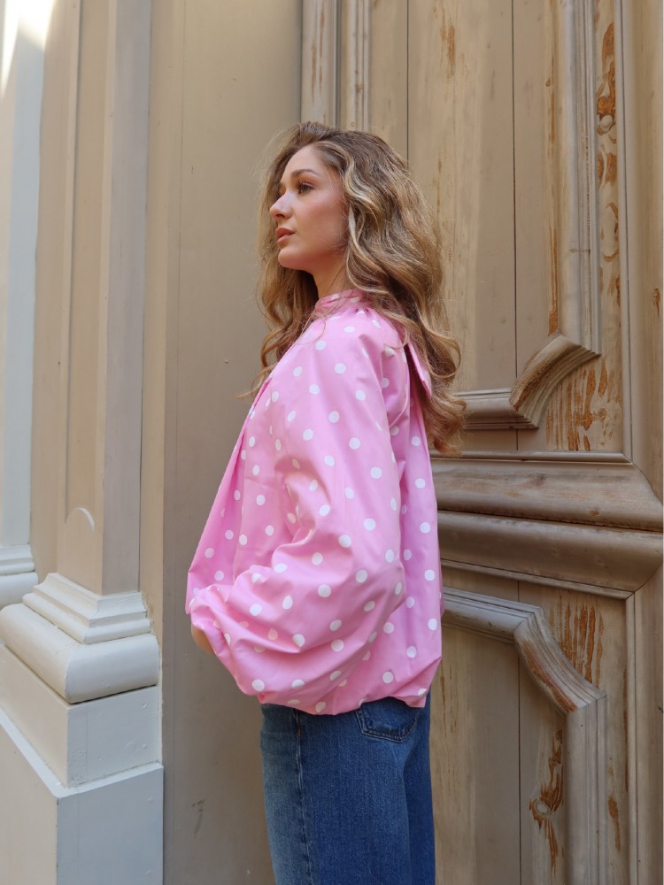 Blouse manches longues dos nu à pois - French retailers