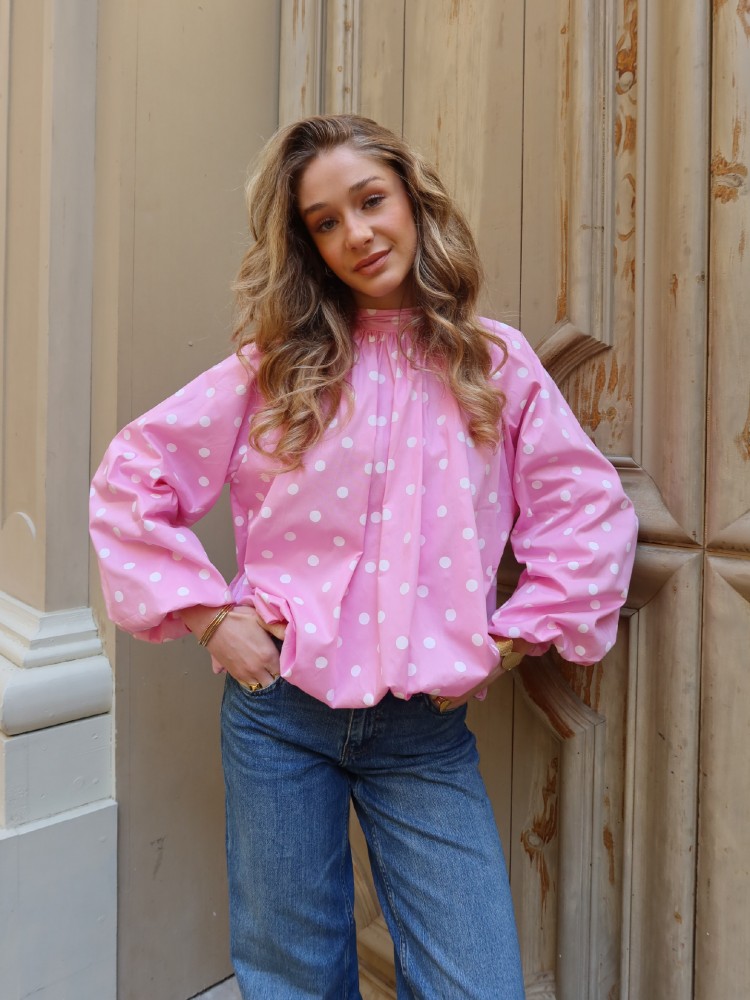 Blouse manches longues dos nu à pois - French retailers