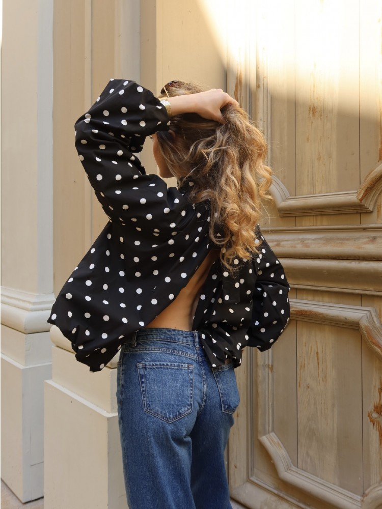 Blouse manches longues dos nu à pois - French retailers