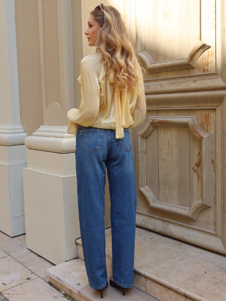 Blouse jaune irisée avec volants - French retailers