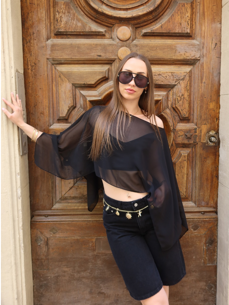 Cape mousseline noir pour femme - French retailers