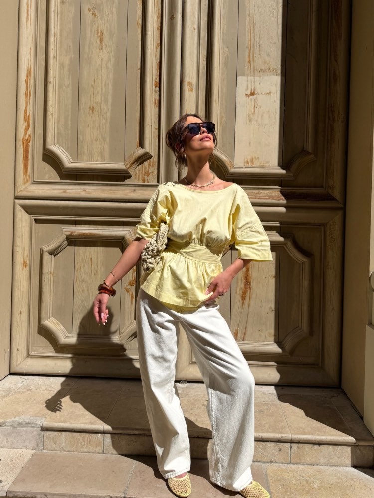 Top à volants dos nu jaune - French retailers