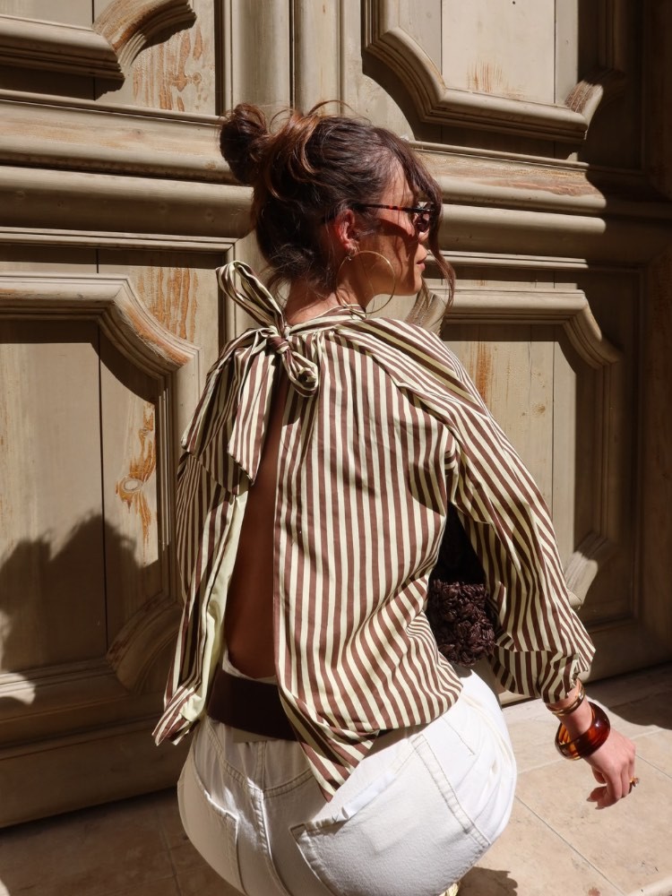 Blouse dos nu à rayures - French retailers