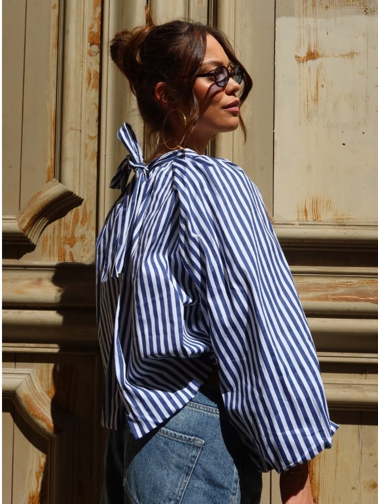 Blouse dos nu à rayures - French retailers