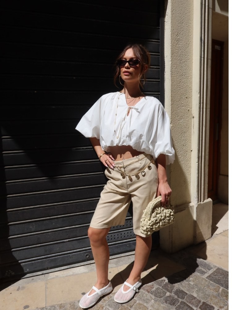 Bermuda en lin beige pour femme - French retailers