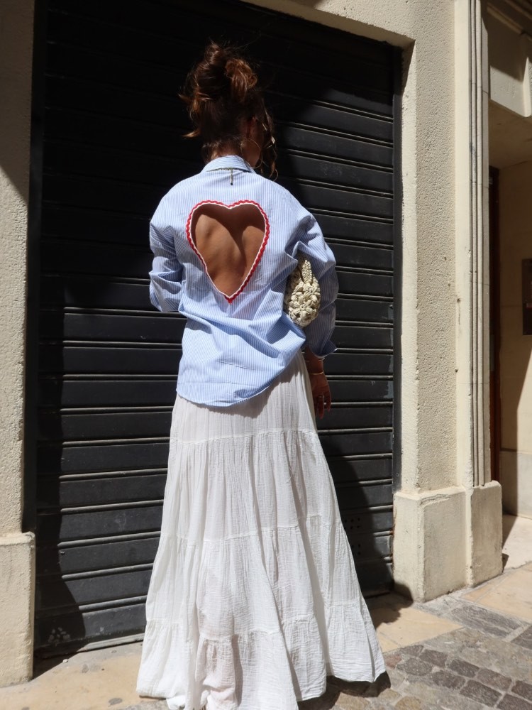 Chemise à rayures cœur dos nu - French retailers