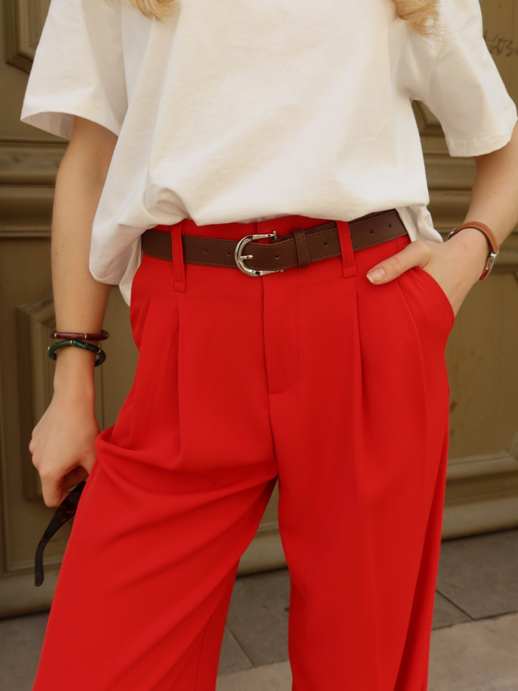 Pantalon à pinces ceinturé - French Retailers